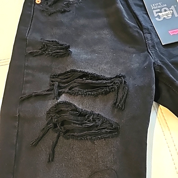 Levi's 501 Distressed Black Jean Short Size 25 - Picture 3 of 13